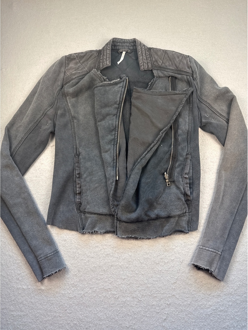 Free People Gray Asymmetrical Zip Jacket Size S